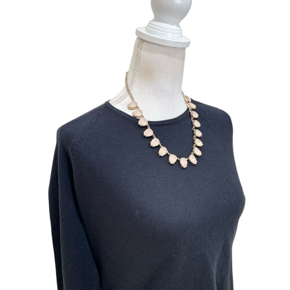 NWT Lola teardrop faceted blush crystal Necklace champagne gold-tone chain - Picture 2 of 7